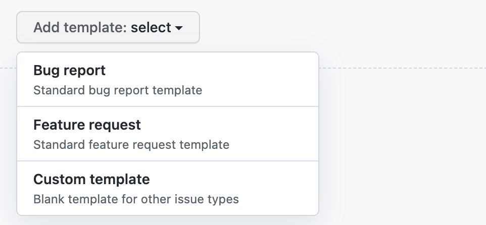 Add template drop-down menu