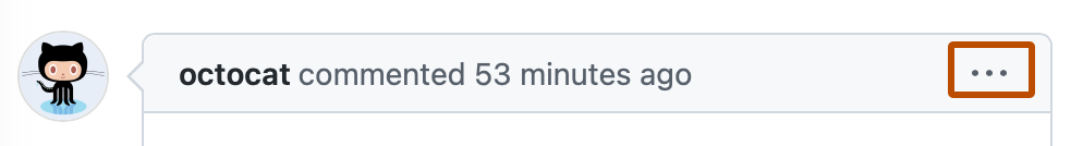 Captura de tela do cabeçalho de um comentário de problema. No canto direito, há um ícone de kebab horizontal com o contorno em laranja escuro.