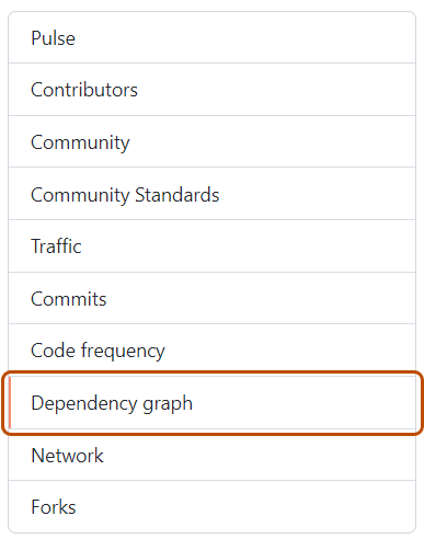 Dependency graph tab in the left sidebar