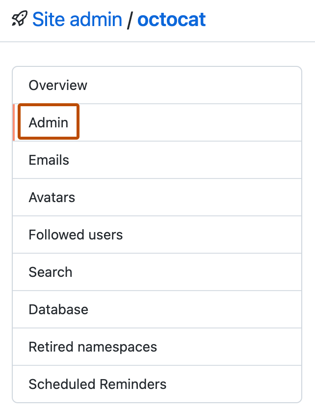 Capture d’écran de la barre latérale gauche de la page « Administrateur de site ». L’option de menu « Administration » est mise en évidence avec un encadré orange.