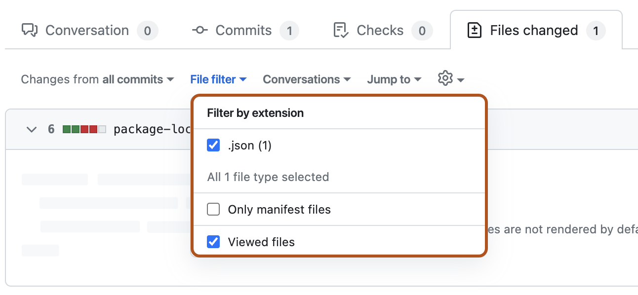 File filter drop-down menu