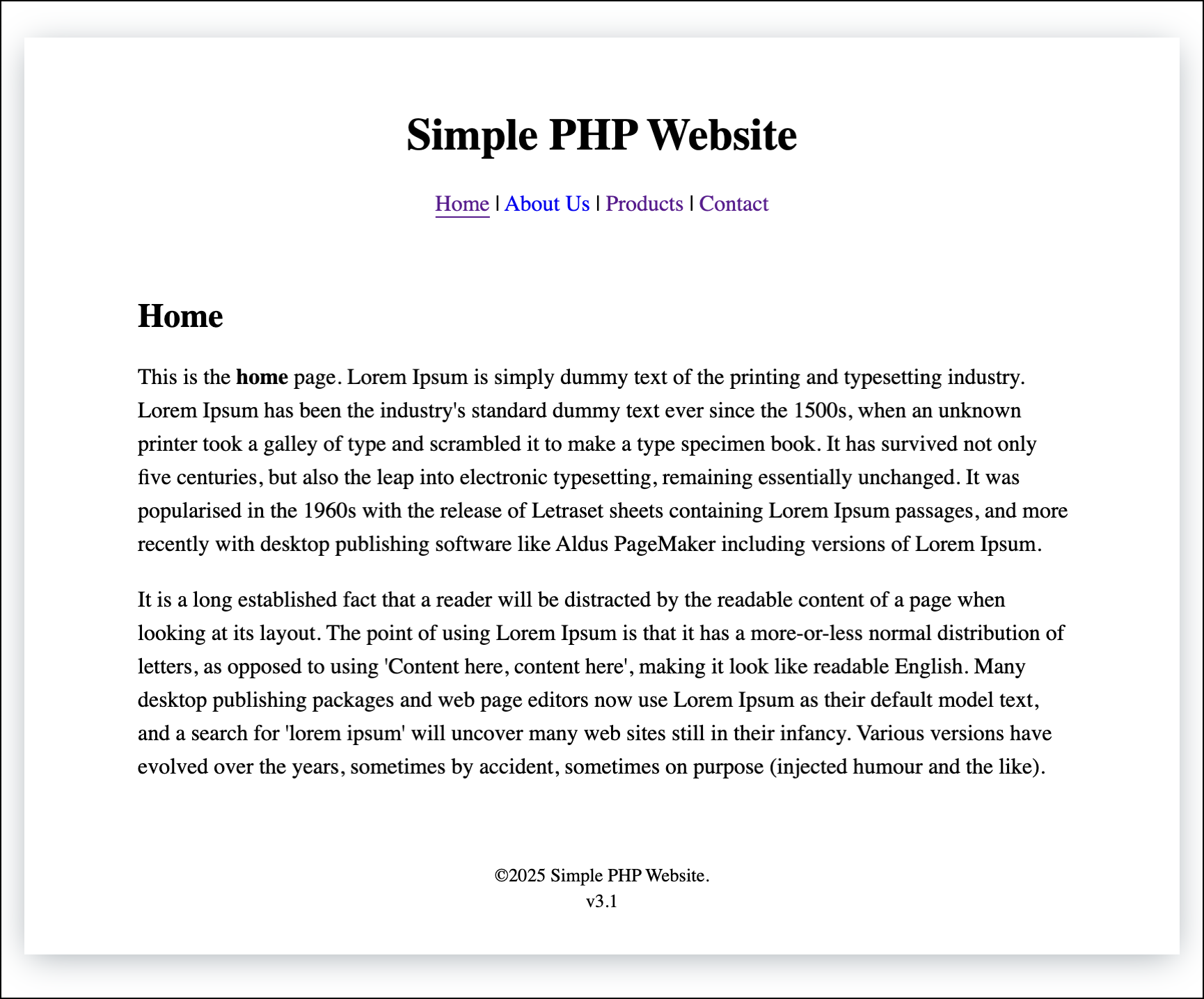 从 PHP 迁移到 Python 之前“简单的 PHP 网站”的屏幕截图。